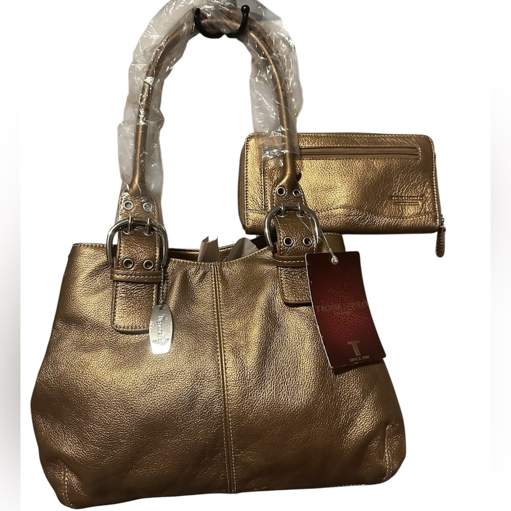 Tignanello Metallic Metallic Broze Shoulder Bag & Wallet Set